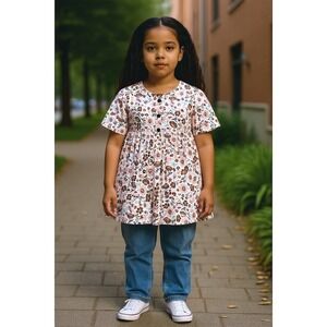 Max Studio Kids Girls Dress 3T Floral Button L/S shabby chic corduroy babydoll